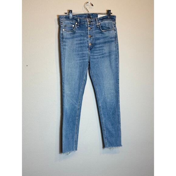 Rag & Bone jeans Nina High Rise Ankle Skinny blue denim button fly Sz 30 - Picture 2 of 11